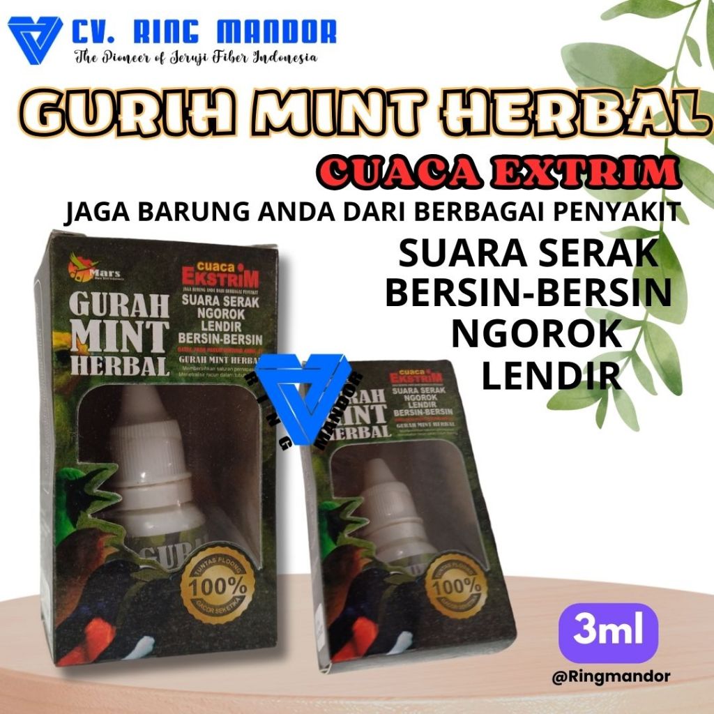 GURAH MINT HERBAL OBAT BURUNG AYAM PILEK BERSIN NGOROK SERAK BERLENDIR UNTUK DAYA TAHAN TUBUH