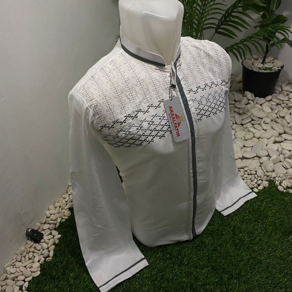 Hot Baju Koko Pria Dewasa Baju Koko Aplikasi Lengan Panjang Bordir Katun Adem