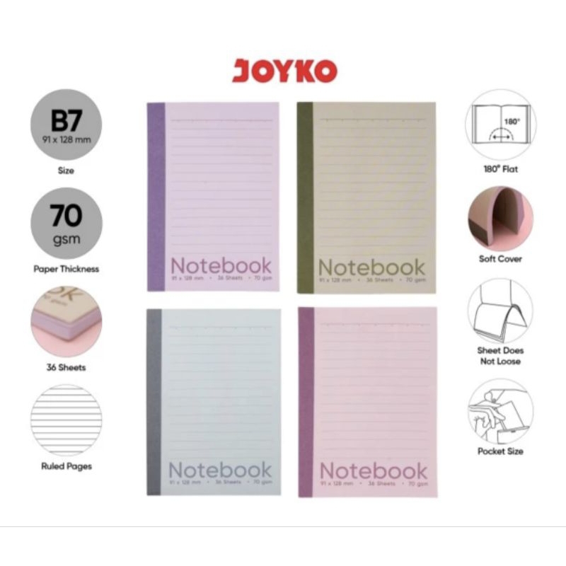 

Note Book Joyko NB-733-B7 (1pcs) 91*128mm 36 lembar 70 gram