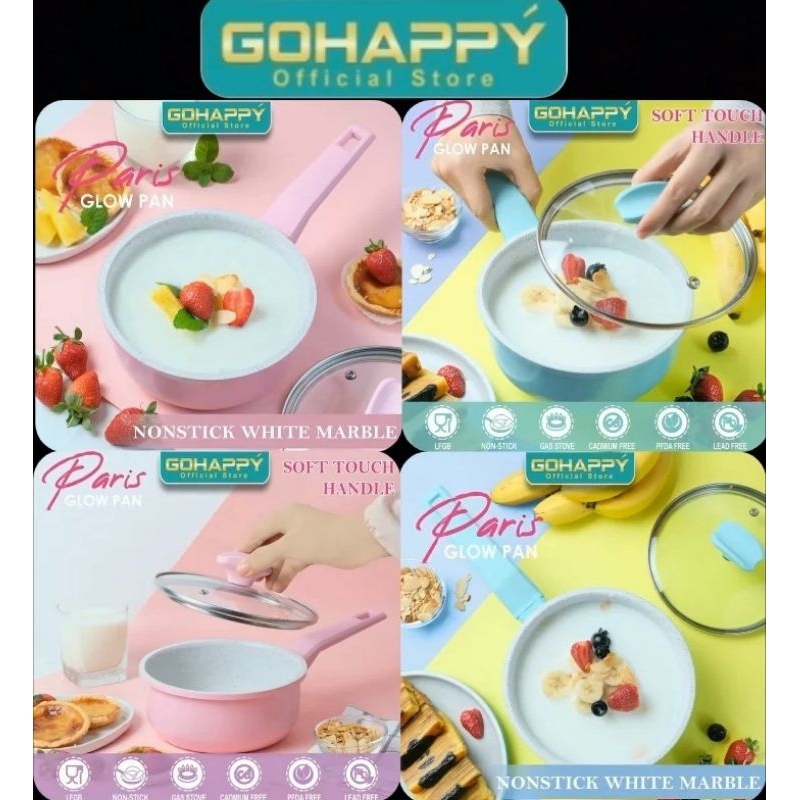 MILK PAN PARIS 16 CM Glow warna rose pink GHP02 Gohappy Sauce pan