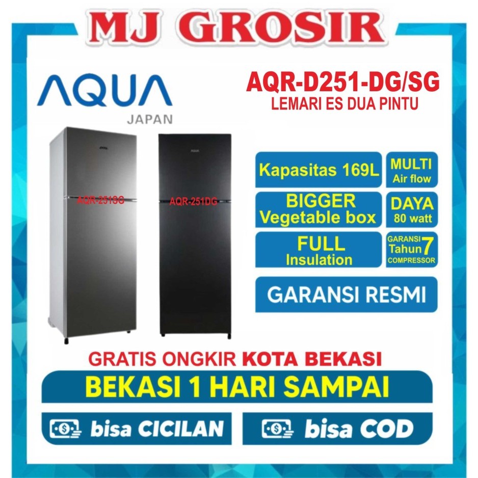 KULKAS AQUA JAPAN AQRD 251 LEMARI ES 2 PINTU AQRD251 LOW WATT