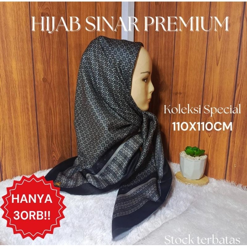 HUMAIRA-Hijab Segiempat Sinar Motif Premium ukuran standar/Kerudung Segiempat Sinar Motif Premium uk