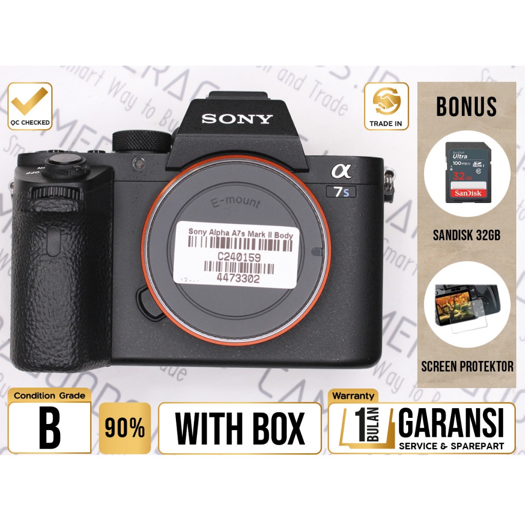 Sony Alpha A7S Mark II Full Frame Camera - Grade B - C240159 Kamera Profesional Digital Mirrorless U