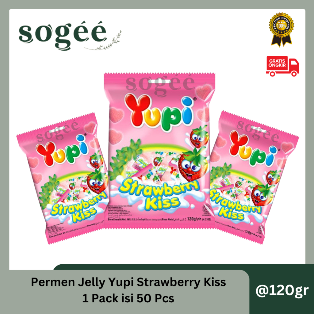 

Sogee ☘️ Permen Jelly Yupi Strawberry Kiss Kemasan Bag 120gr