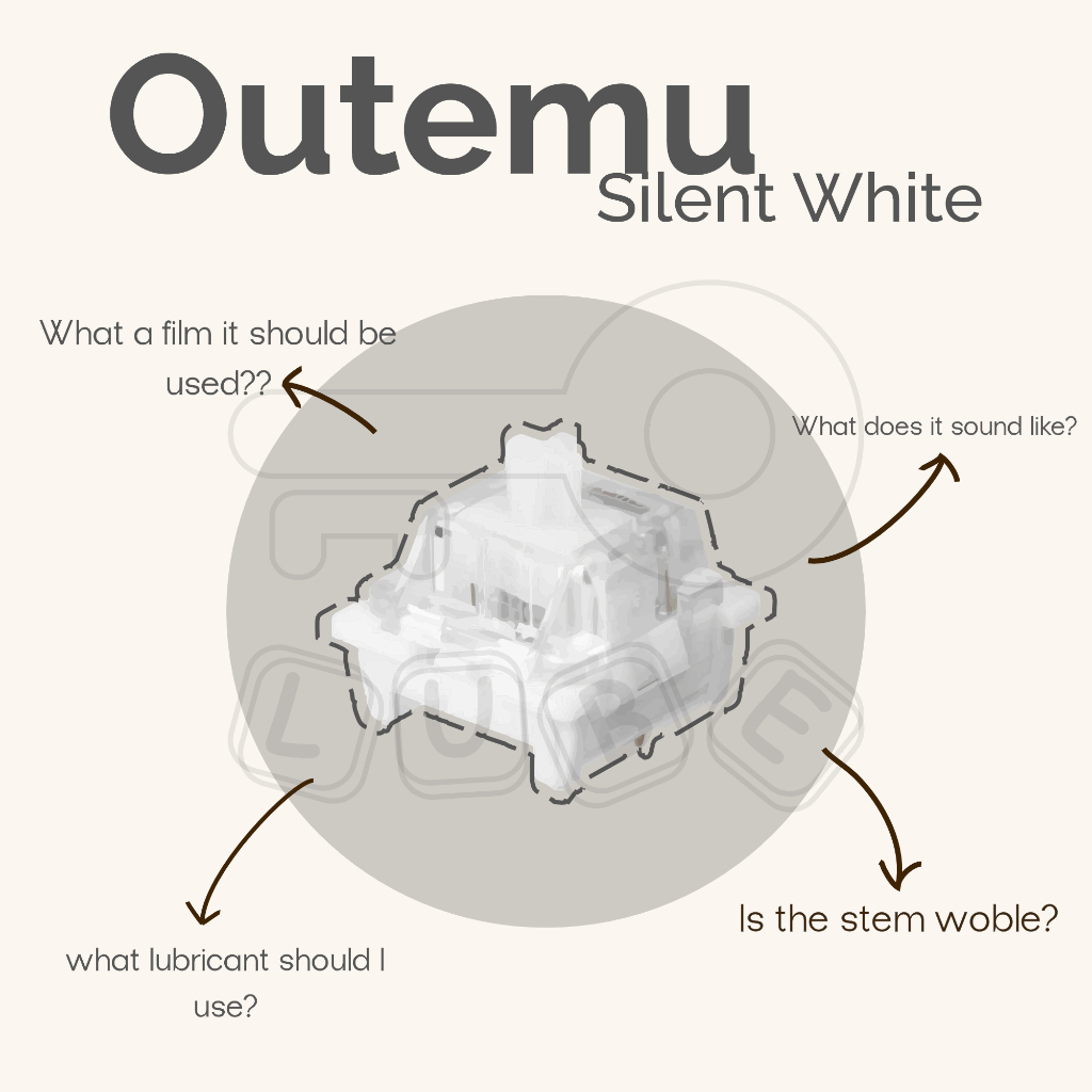 LUBED (65g) OUTEMU Silent White SMD RGB Switch Linear with Krytox / Tribosys