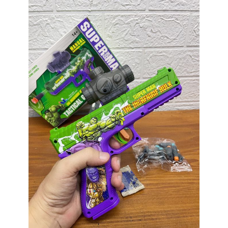 057 Mainan water gel Pistol + Soft elastic Bullet, Mainan Anak Anak Senjata Mainan Peluru Gel + Pelu