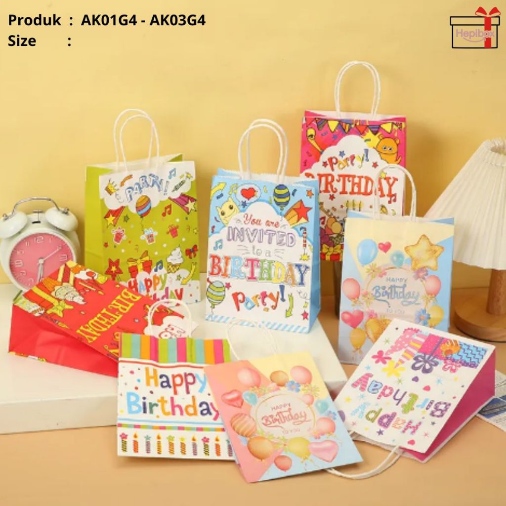 

Tas Paperbag Kraft Motif Birthday Ulang Tahun Karakter / Tas Kado Souvenir Birthday