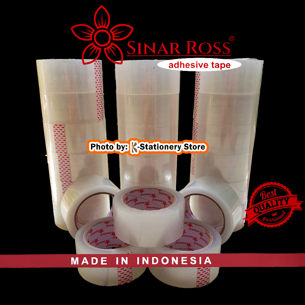 

Lakban OPP Sinar Ross 48mm • 90 Yard – Bening – Untuk packing, perekat, dll.
