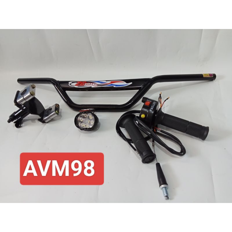 stang trail plat, adavtor stang, gasspontan tombol, lampu LED 6 titik motor bebek dan matik