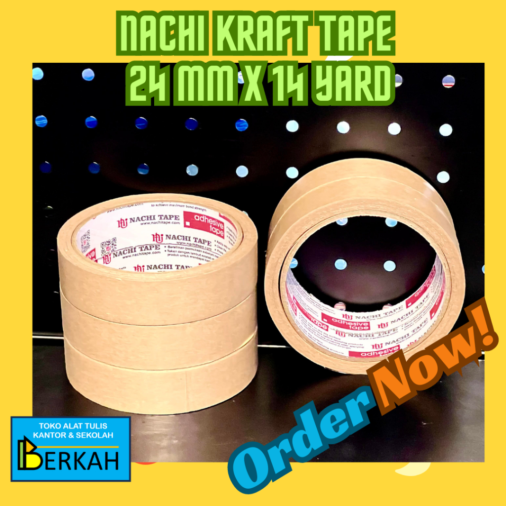 

Selotip Kertas Nachi Kraft Tape 24 mm 14 Yards Original