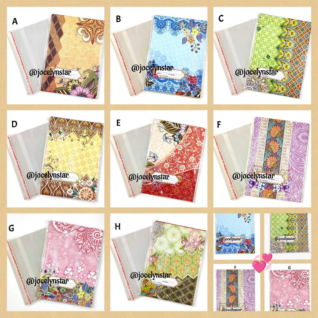 

1 SET (kertas+ plastik) Sampul buku uk. kwarto motif batik