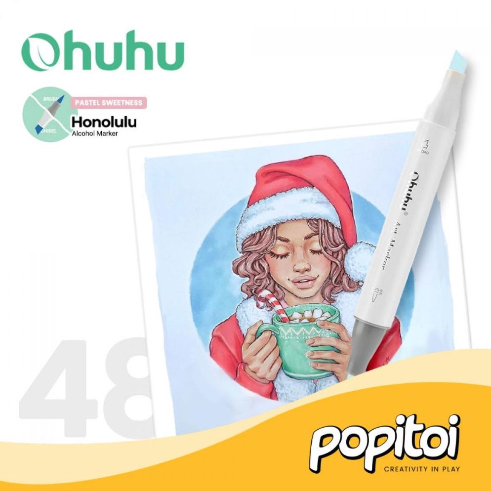

OHUHU Honolulu B Pastel 48 Color Dual Tip Brush Fine Chisel Alcohol Art Marker Spidol Kuas Warna KODE L3G5