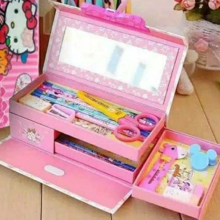 

kotak pensil 3tingkat Kotak Tempat Pensil Kode 3D Anak Cewe dan Cowo Unik 3 susun KODE R5L9