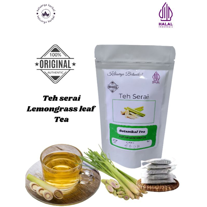 

Keluarga Botanikal Teh serai, sereh,sreh, Lemongrass leaf tea isi 30 teabag/kantong celup siap seduh