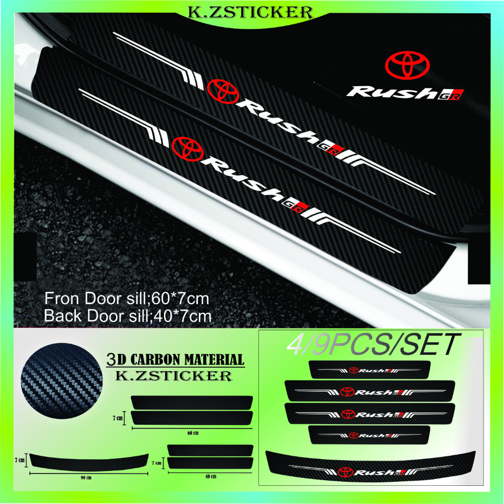 Stiker Pelindung Pintu Mobil Rush gr 3D Door Sill Plate Guard Toyota Stiker Pelindung Pijakan Lantai