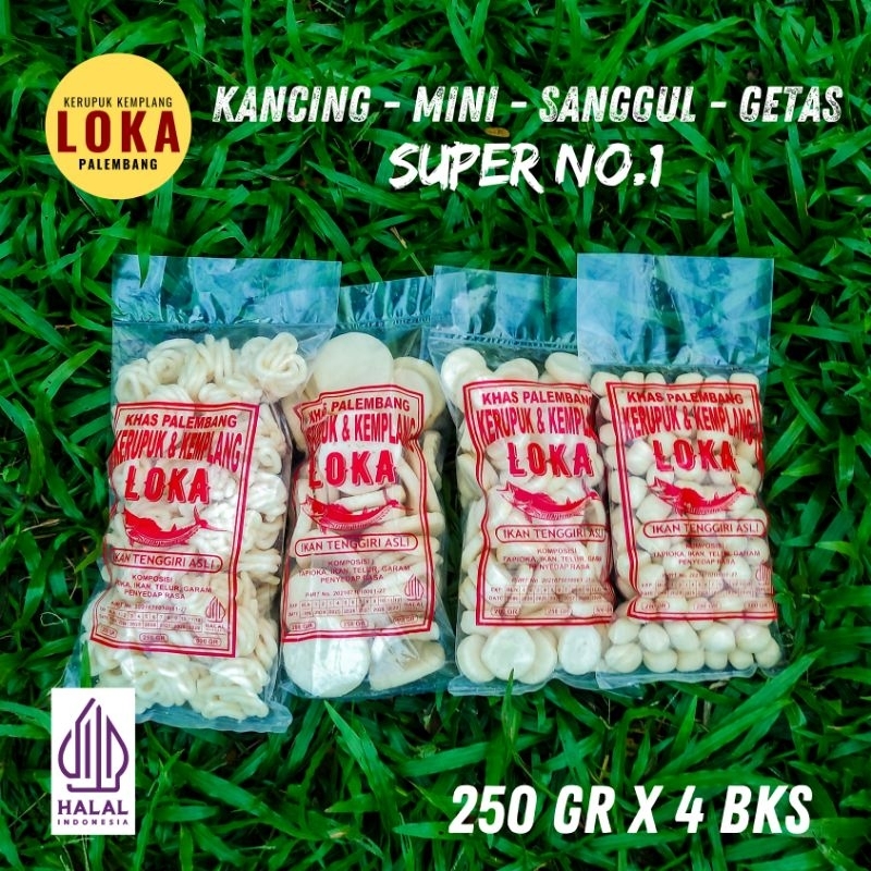

PAKET MIX C - KEMPLANG MINI SANGGUL KANCING GETAS SUPER IKAN TENGGIRI 1 KG KERUPUK KHAS PALEMBANG 1 KG (250GR X 4 BKS)
