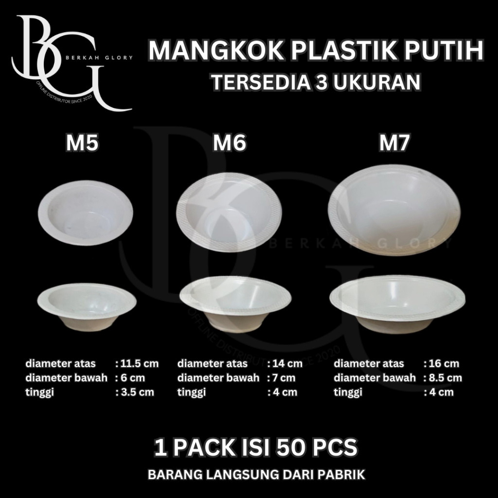 Mangkok Plastik / Mangkok Plastik Putih Susu / Mangkok M5 / Mangkok M6 / Mangkok M7
