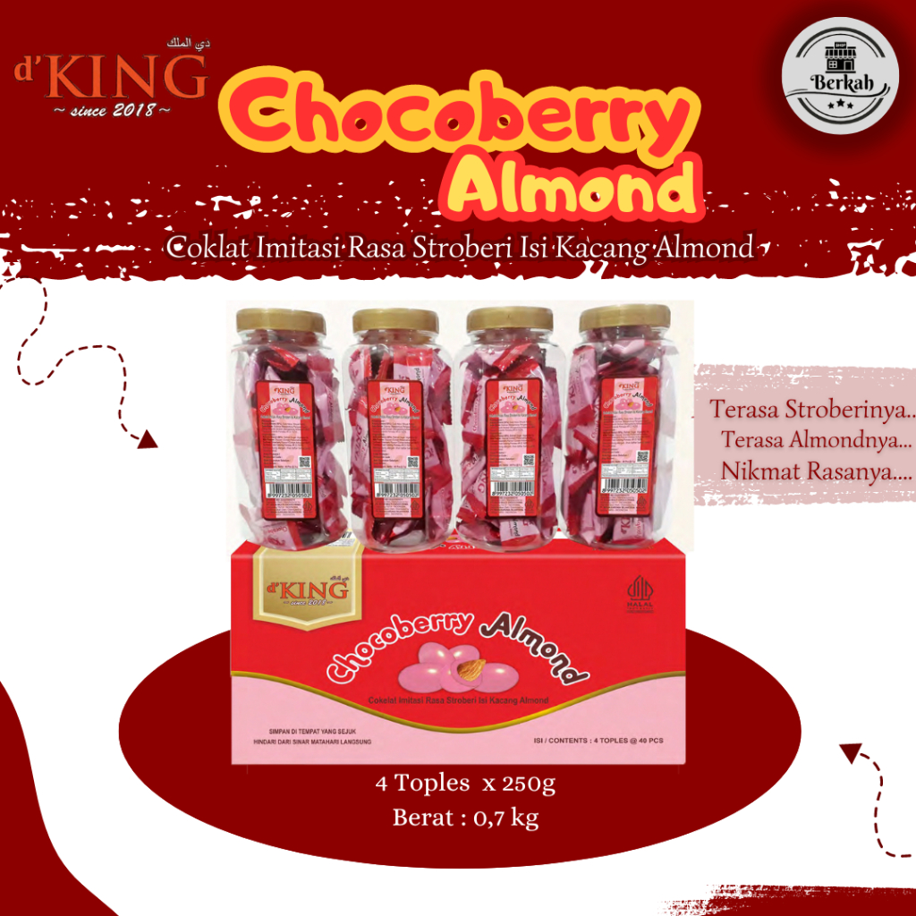 

Chocoberry Almond d'KING [Perdbox Isi 4 Toples] - Ready Stok dan BPOM Terjamin