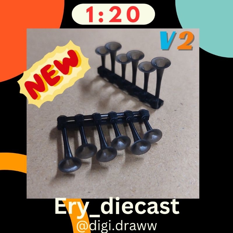 miniatur basuri (ver.2) corong klakson telolet bus bahan resin skala 1:20