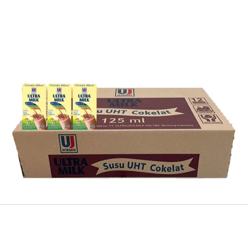 

Ultra milk susu UHT kotak cokelat kemasan 125 ml - karton isi 40 pcs