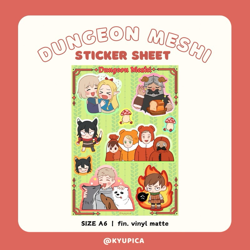 

Delicious in Dungeon Meshi A6 Sticker Sheet | fanart by kyupica