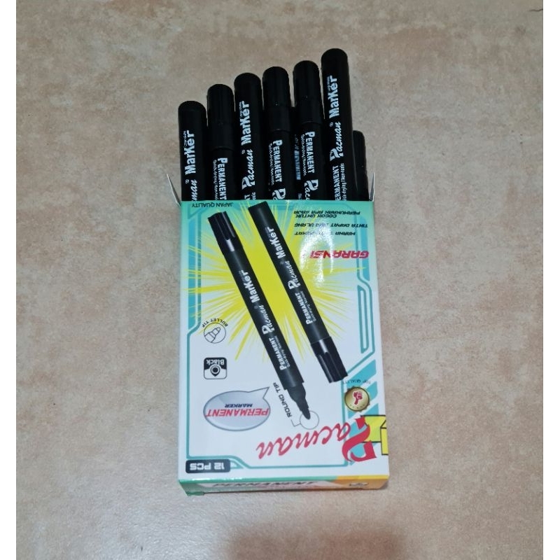 

12 PCS SPIDOL PERMANENT PACMAN WARNA HITAM