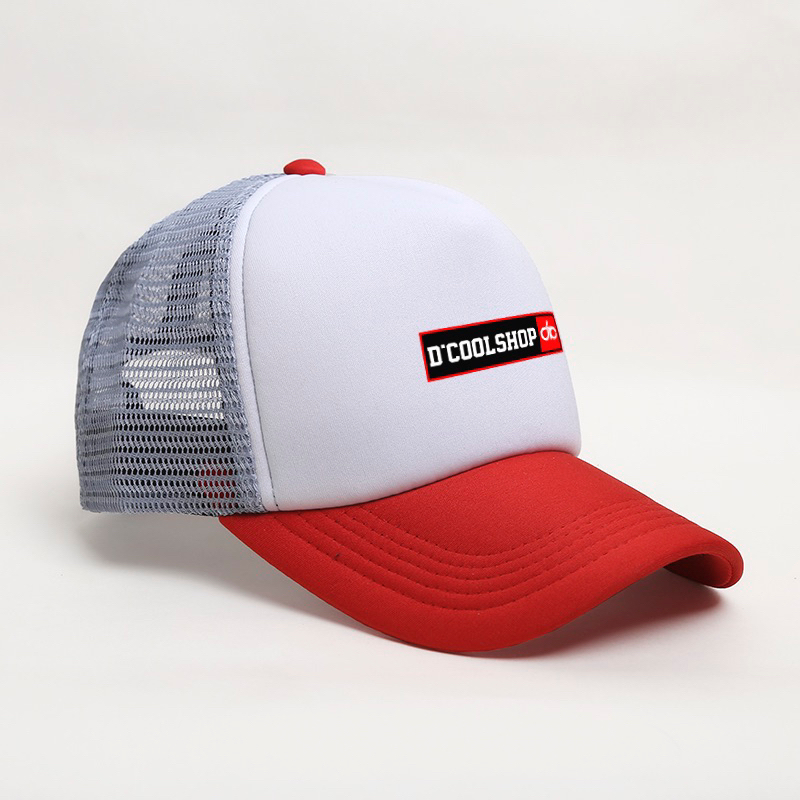 Topi pria Dewasa Distro Premium Kuat Berkualitas Murah / Topi Jaring Pria Merah abu