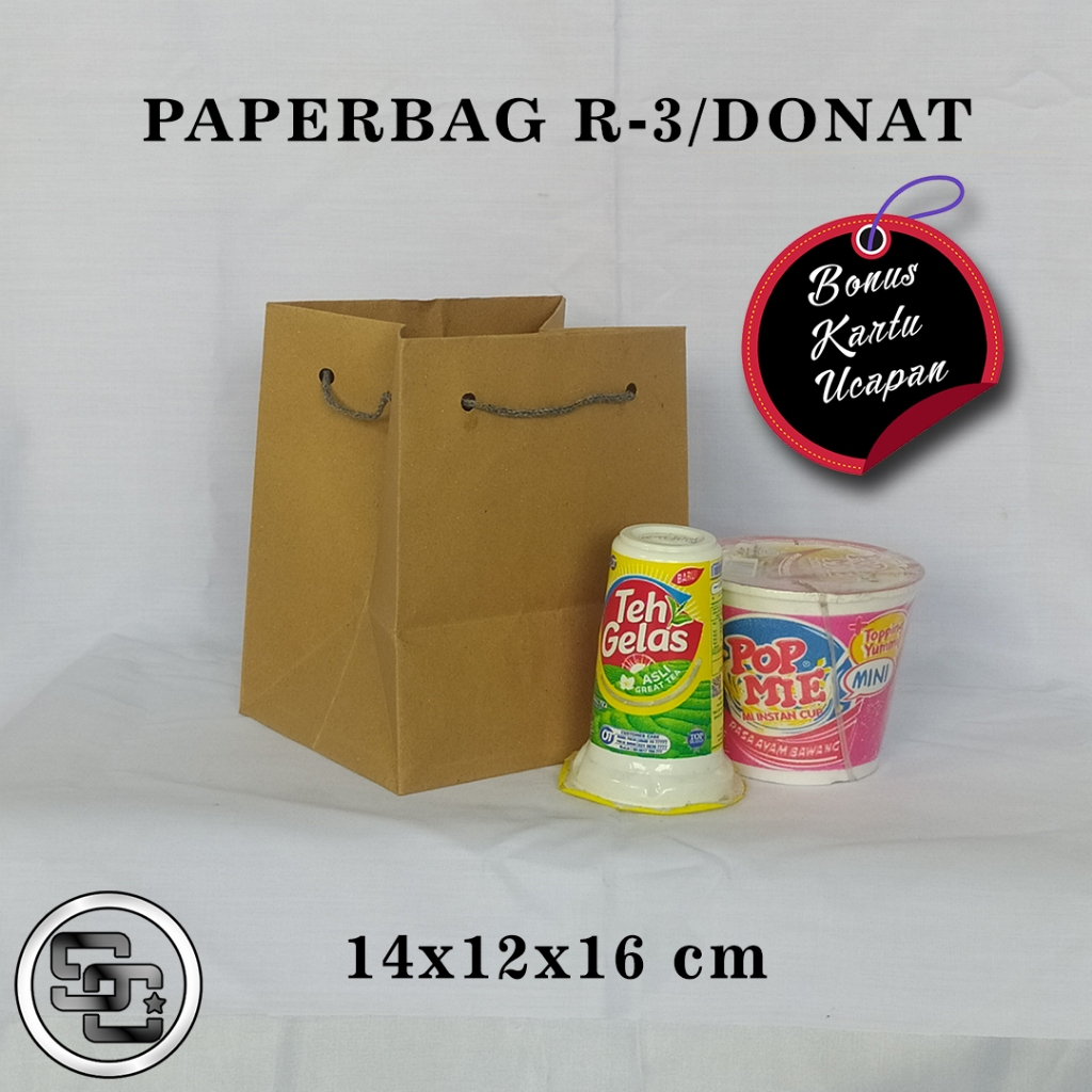 

PAPERBAG BONUS KARTU UCAPAN UKURAN R-2 (P14 x L12 x T16 CM) UNTUK DONAT DAN SEUKURANNYA