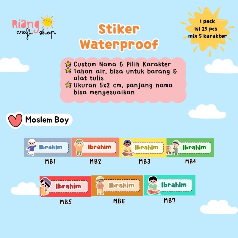

Label nama anti air - boy series / stiker waterproof / stiker pensil