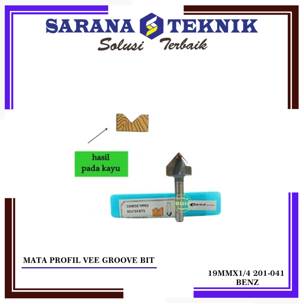 Mata Router / Profil Vee Groove bit 19,0 mm Benz 201-041