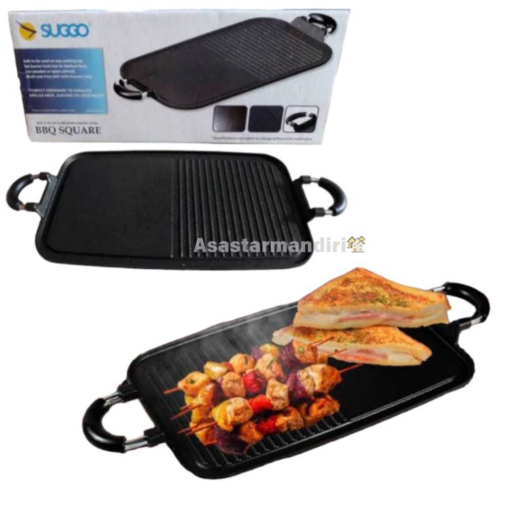Multi Gril Pan Anti Lengket/Long Grill Pan BBQ Suggo/Alat Panggangan Daging Serbaguna Anti Lengket
