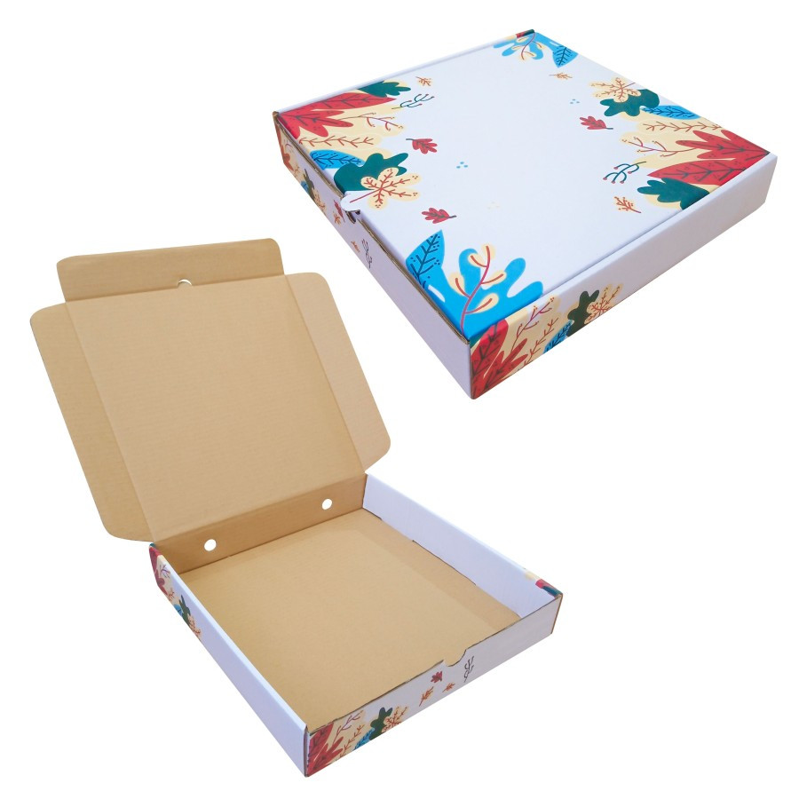 

(5pcs) Box Pizza Hampers Kemasan Makanan Brownies Donat Dus 30x30x5cm Motif Autumn Floral