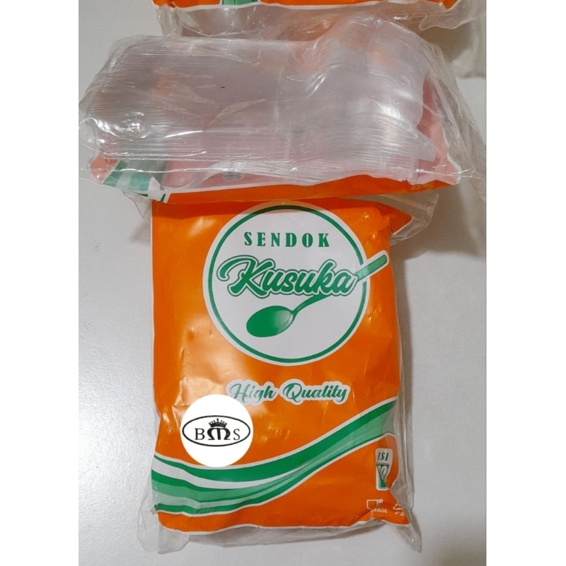KUSUKA Sendok Plastik Bening / Sendok Makan Plastik isi 100