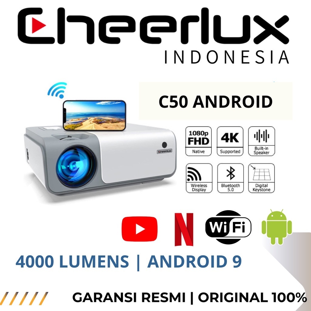 LED Proyektor CHEERLUX C50(3800L) Android C50