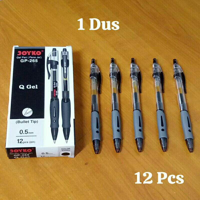 

[Pak-12 Buah] Joyko Q Gel Pen Hitam 0.5 mm / Pulpen Jel Pena Black