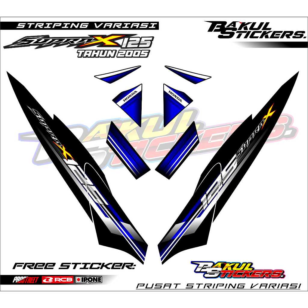 STRIPING VARIASI HONDA SUPRA X 125 / STICKER LIST MOTOR HONDA SUPRA X 125 TAHUN 2005