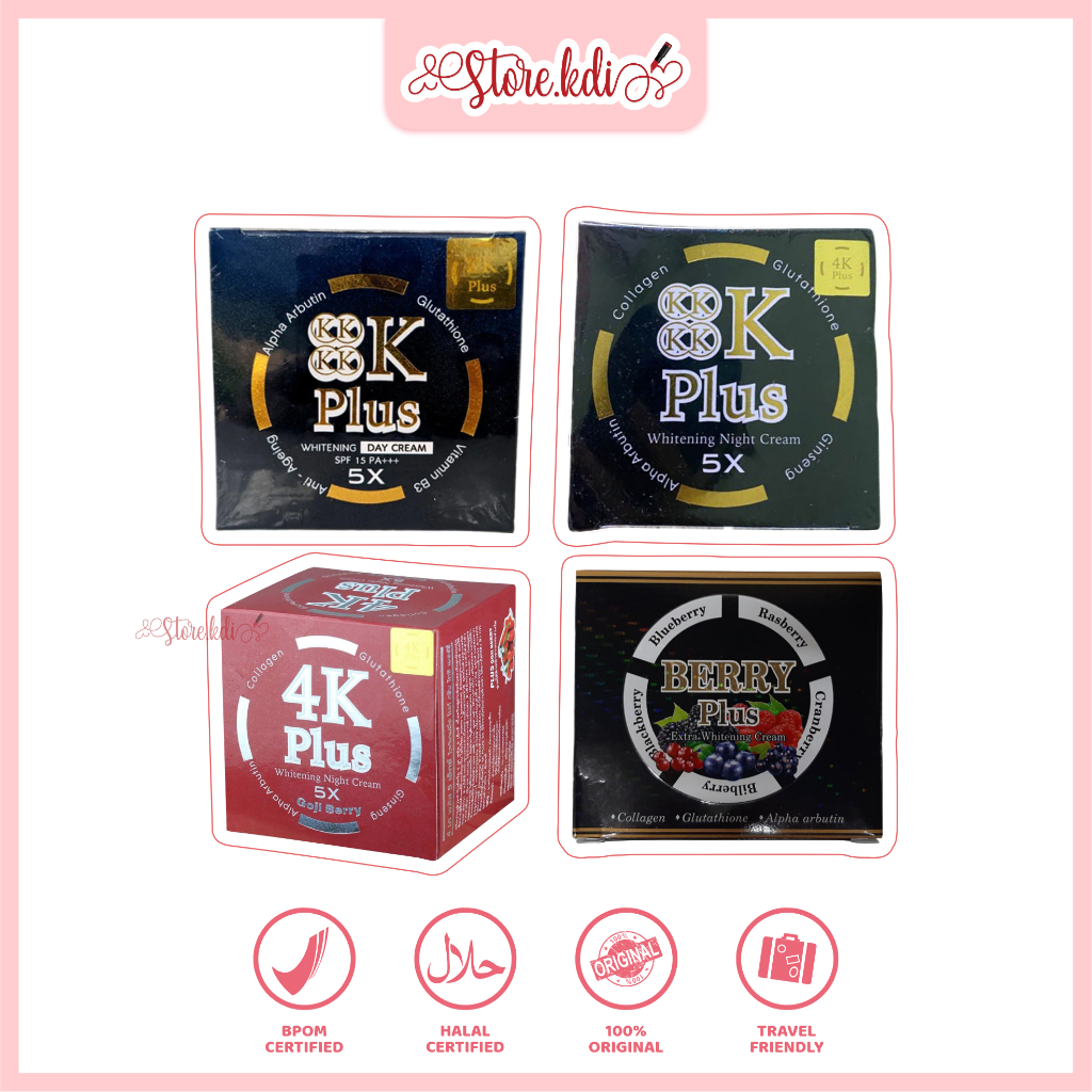 4K Plus Whitening Day Cream Pagi SPF 15 PA+++ & Whitening New Night Cream 4K Collagen Alpha Arbutin 