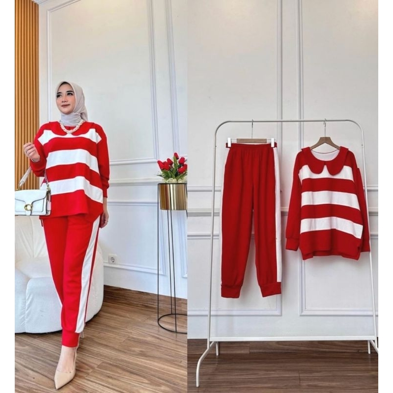 One Set 17 Agustus Dewasa 2025 Baju Agustusan Setelan 17An Senam Kaos Kemerdekaan Perempuan 1Set Cou