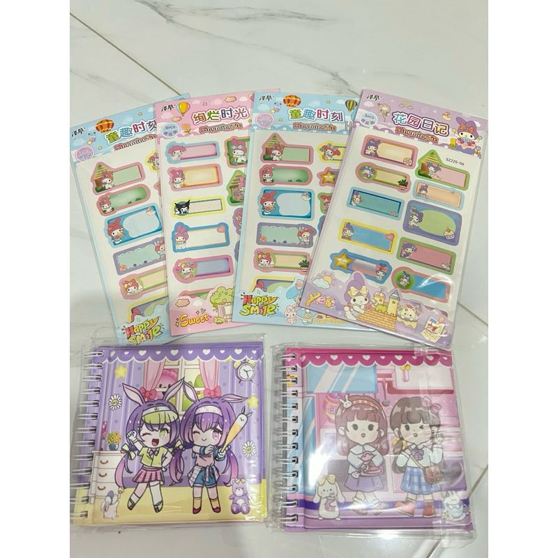 

buku sticker dan sticker nama 1 set sanrio