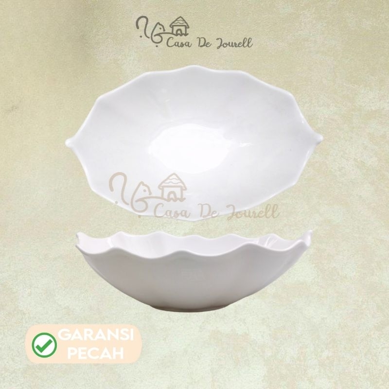 [06-16] Mangkok Oval Model Daun 11"  P/Keramik/Mangkok oval model daun aesthetic/Mangkok oval model 