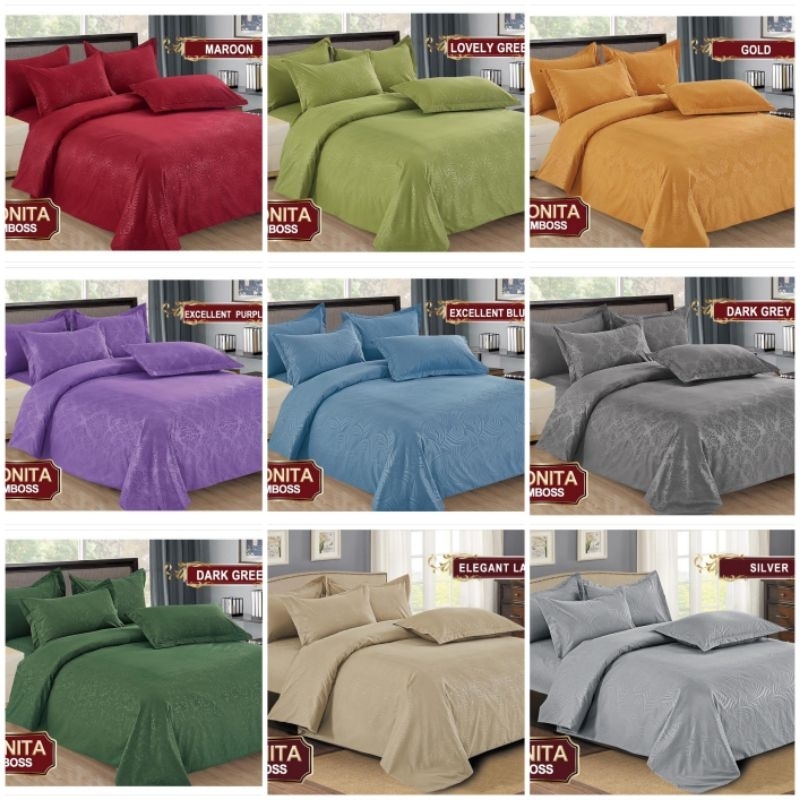 Bedcover Bonita Polos Ukuran 180x200 / Bedcover Bonita Set 180x200 / Bedcover Bonita 180x200 Plat
