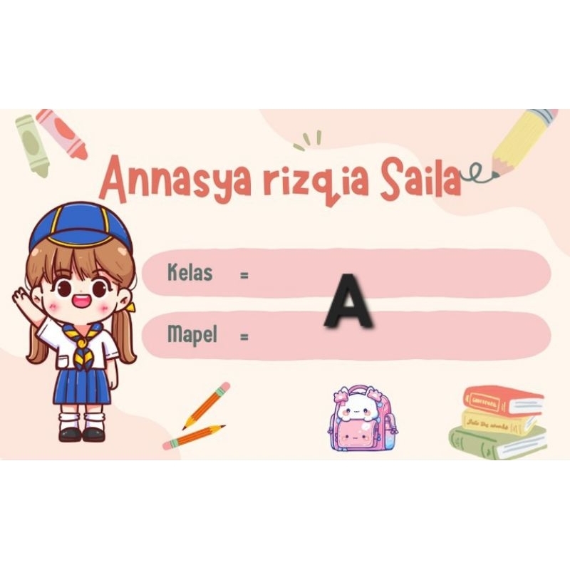 

Stiker label mapel Design Cute Girl