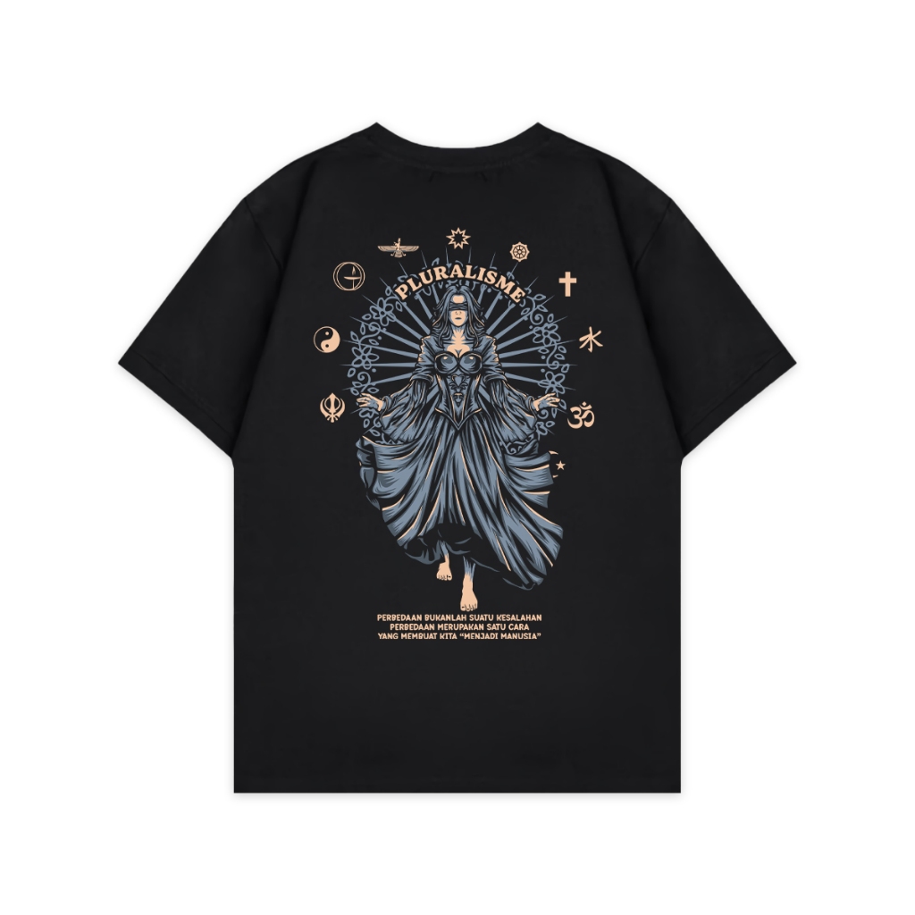 Kaos Pluralisme 10 Menjadi Manusia - Baju tshirt Kata Kata Toleransi Persatuan Agama Islam Kristen H