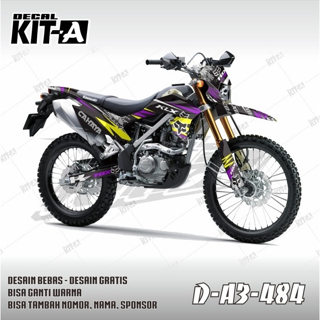 Decal Stiker Motor KLX BF ungu kuning D-A3-484