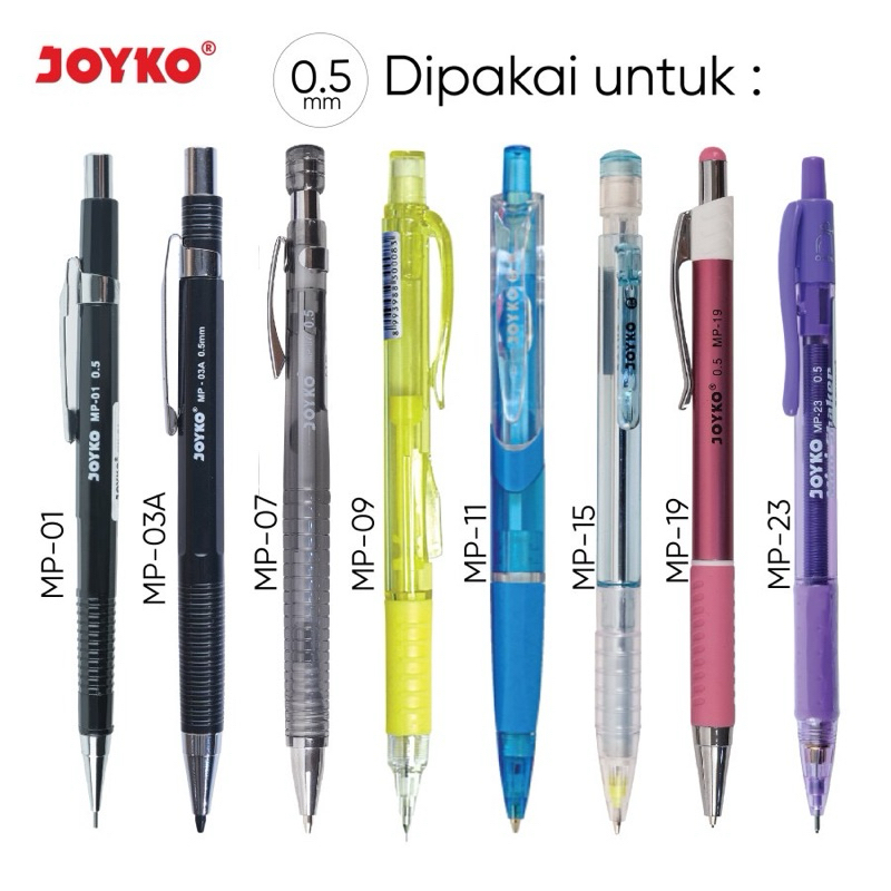 

DL354A (1 Pcs) Pensil Mekanik 2B JOYKO MP-07A 19 49 52 53 55 Pastel Color 2.0 mm Retractable Mechanical Pencil