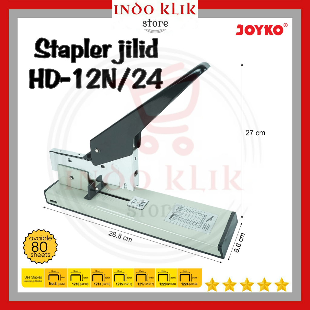 

Stapler HD-12N/24 Sedang Mesin Joyko / Stapler Jilid HD 12N 24 Tanggung / Mesin Stapler Samping Buku sampai 250 Lembar HVS
