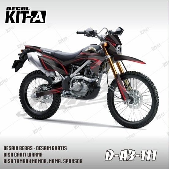 Decal Stiker Motor KLX BF 150/ G Minimalis Simple Merah Hitam Sticker Striping KLX 150 (D-A3-111)