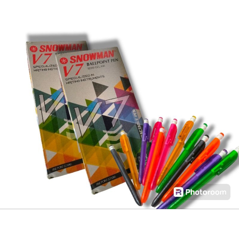 

1pak 12pcs pulpen / bolpoin snowman V7 0.7mm