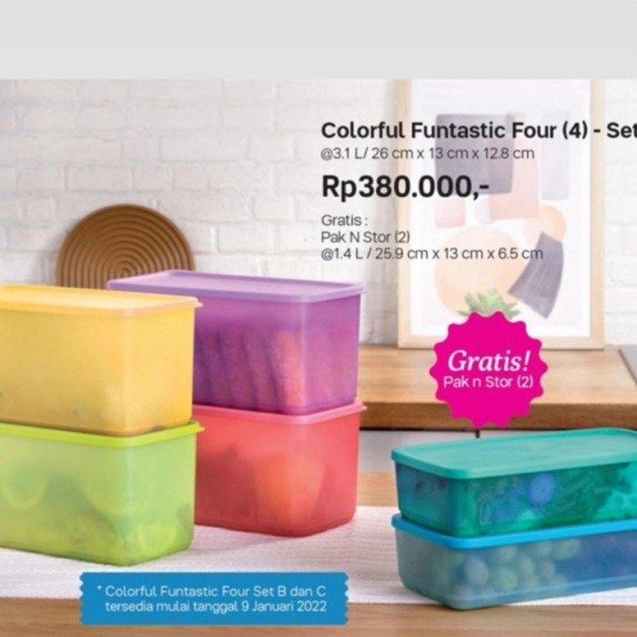 Tupperware Colorful Fantastic Four Toples Roti Besar