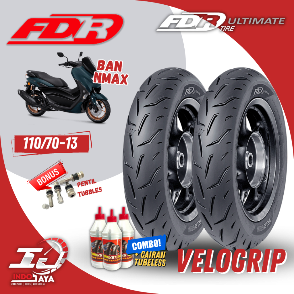 [BAYAR DI TEMPAT] (READY STOCK) BAN FDR VELOGRIP TUBELESS (110/70-13) RING 13 BAN MOTOR MATIC / BAN 